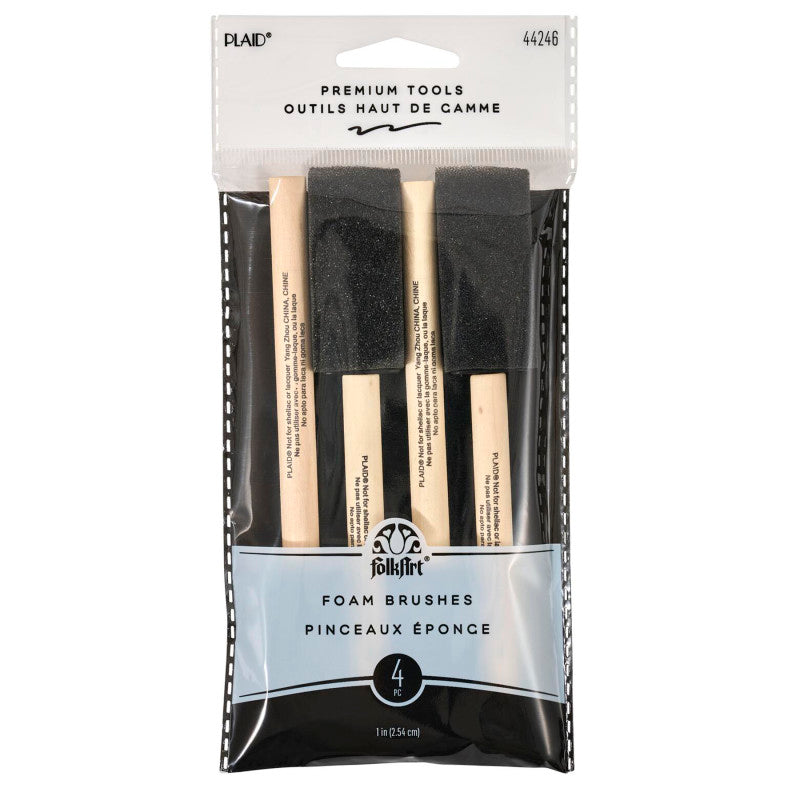 Foam Brushes, 1", 4-Piece Set